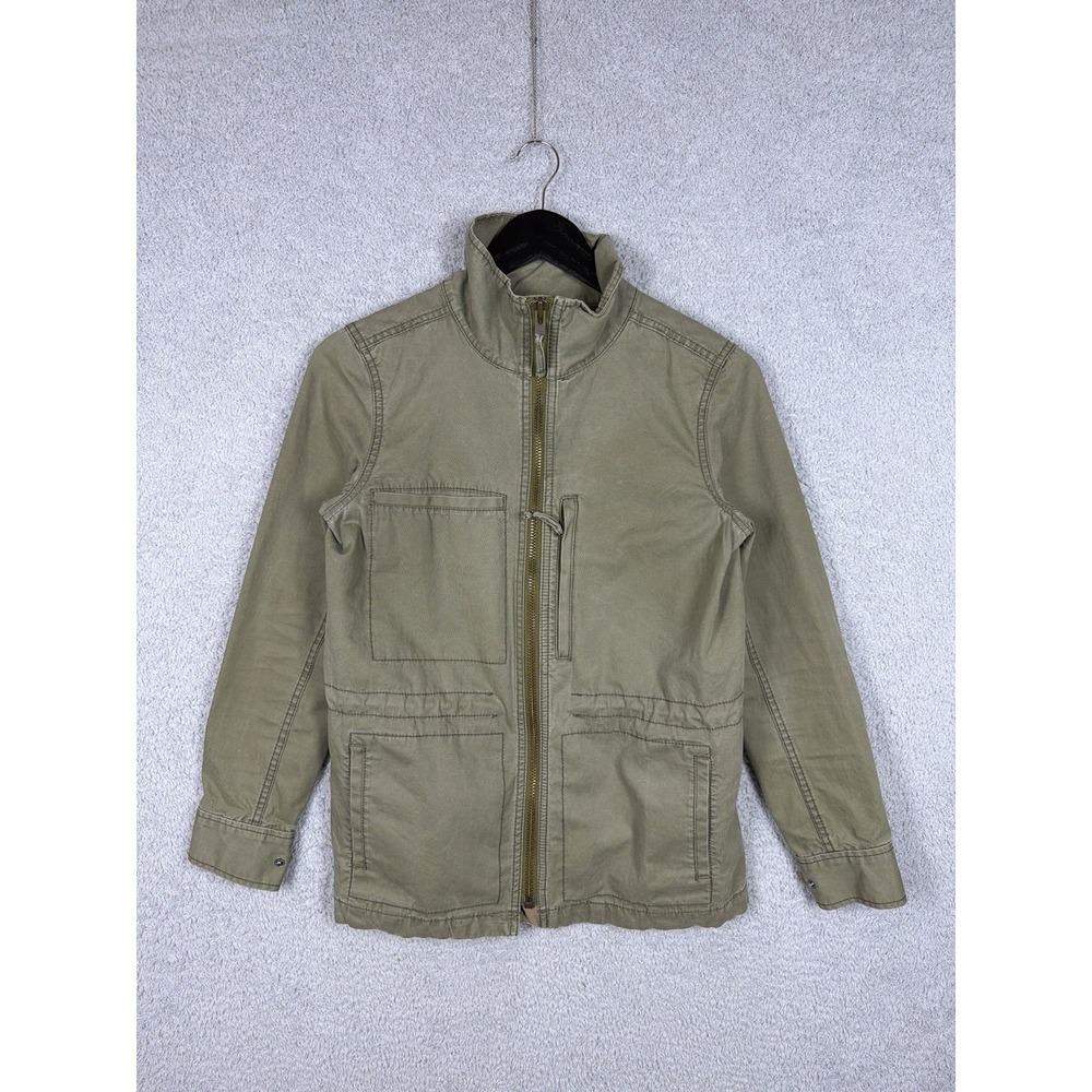 Madewell Passage Jacket Women's Size S Green Utility Full Zip Pockets Mock Neck